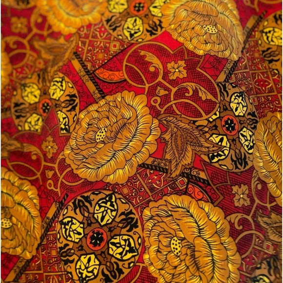 Laura & Jayne Petite Collection Size 12 high neck floral blouse.Reds and Golden - Picture 2 of 8